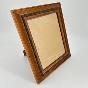Vintage Style Wood Picture Frame Braided Rope Detail Honey Brown 8x10 Tabletop